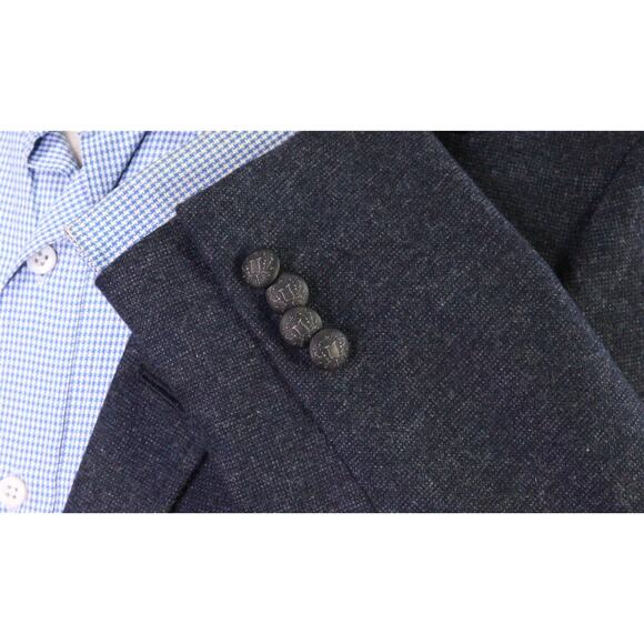 John Varvatos Gray Black Blue Woven Patch Pocket Cashmere Wool Blazer 38R - Picture 6 of 9